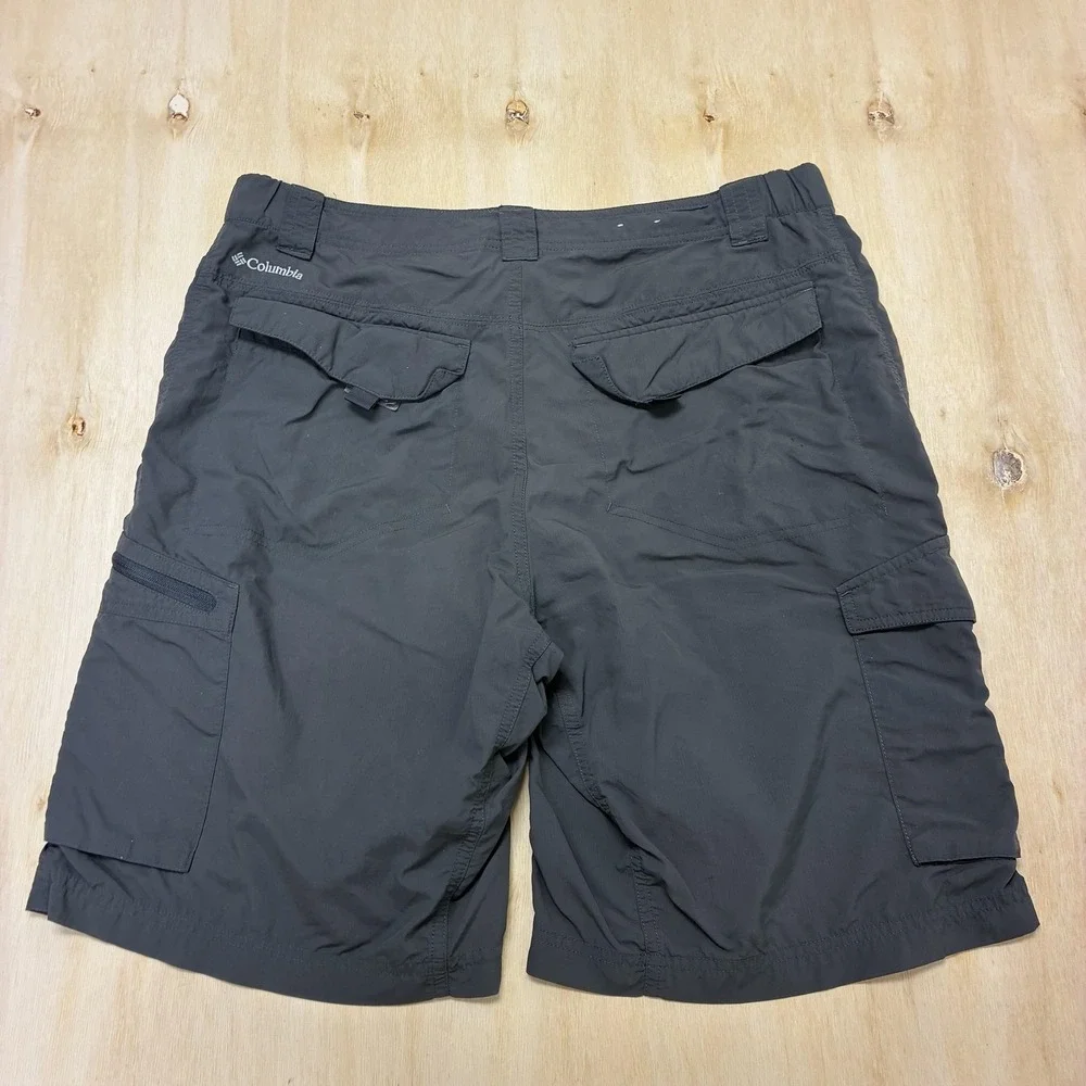 Columbia Cargo Shorts Mens 34 Gray Nylon Lined Quick Dry 10 Inseam Outdoor
